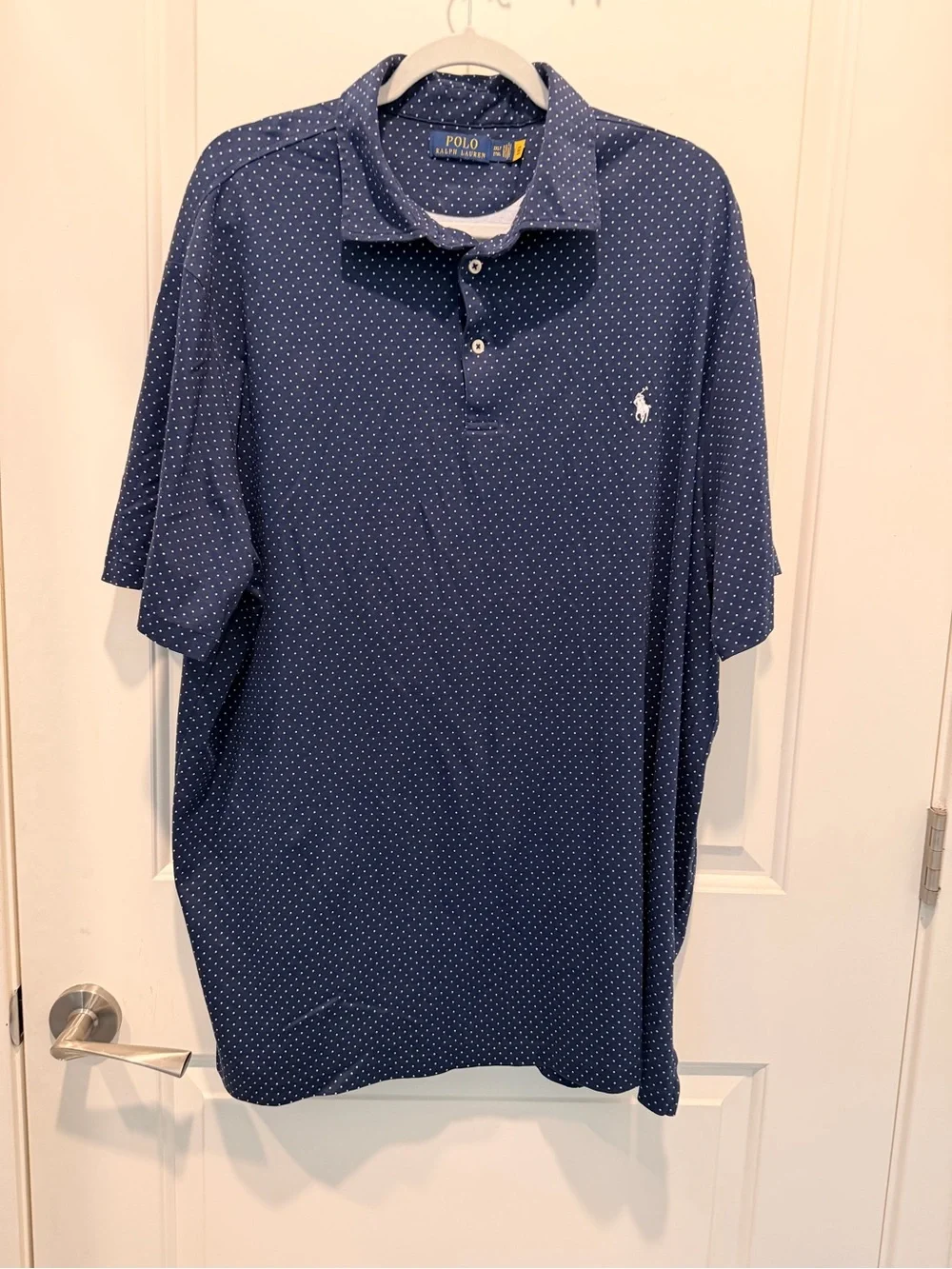 Polo Ralph Lauren Men's Polka Dot Short Sleeve Polo Shirt Navy 2XLT